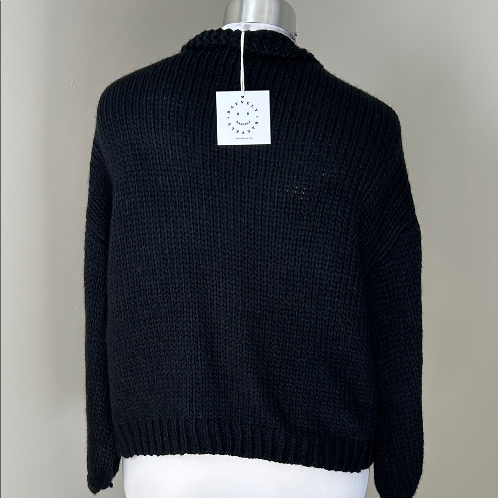 🌼 BAEVELY Black Daisy Knit Cardigan – Size M (NWT) - Picture 3 of 6